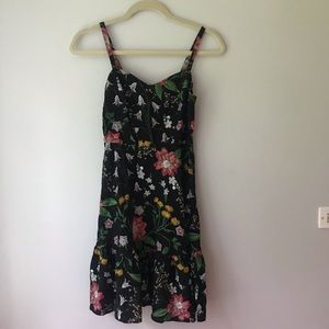 Smocked “Embroidered” Floral Linen Mini Dress